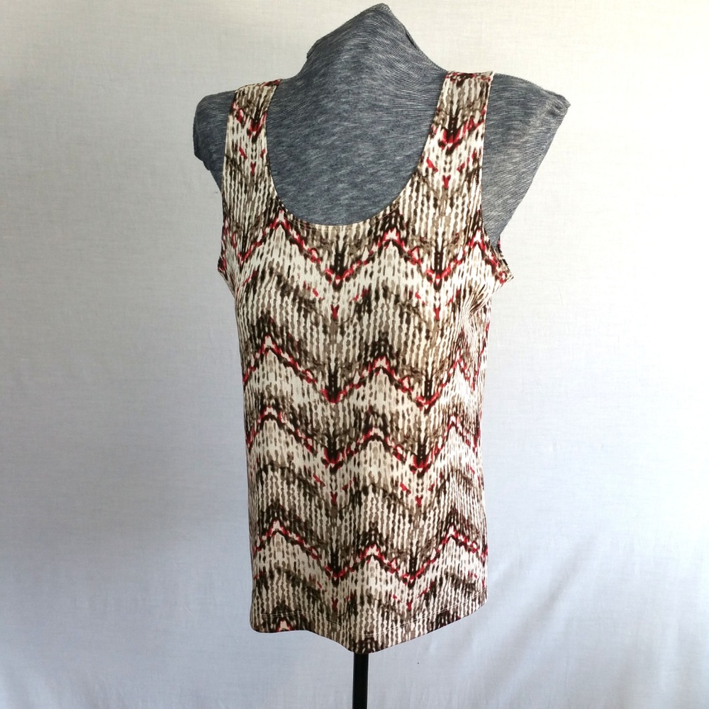 Chicos Travelers 2  Patterned Tank Top Sz 10 Large